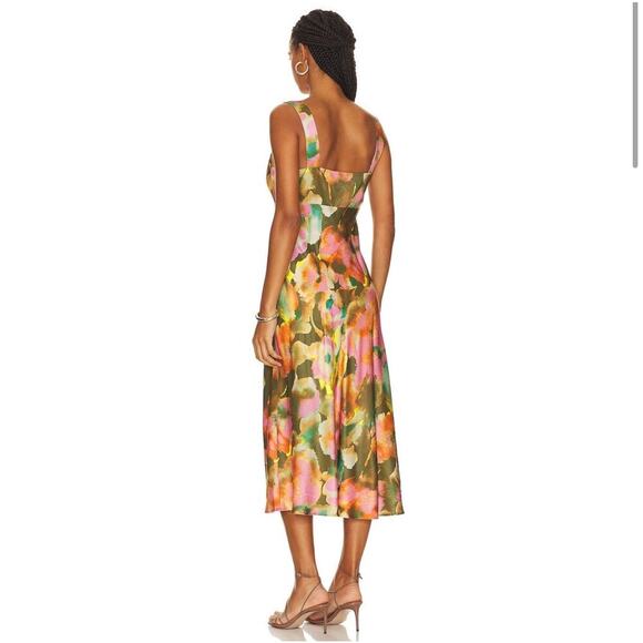 Rails Jacinda Dress Terra Floral Size Small Satin Midi Dress - Picture 3 of 9
